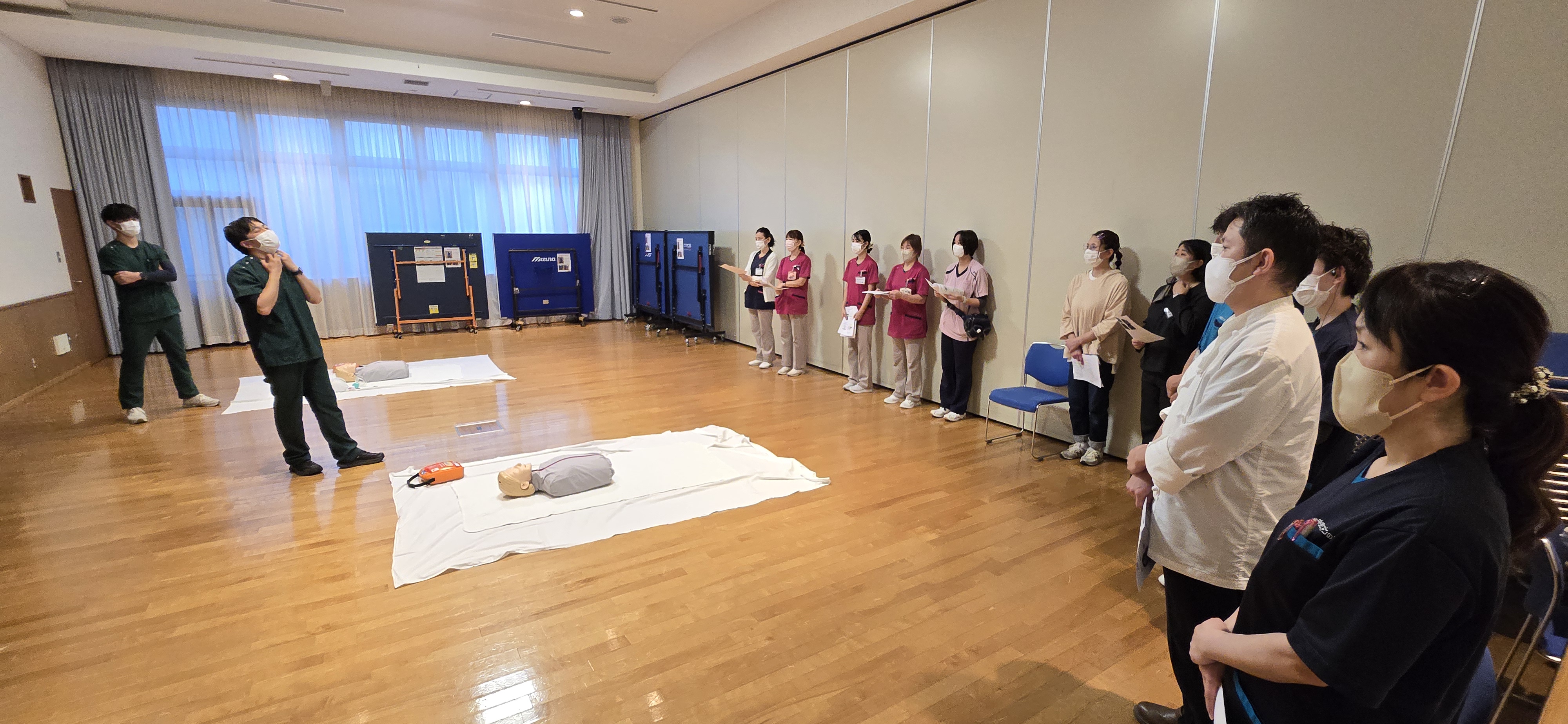 今月の職員講習会：一次救命処置についてご指導いただきました