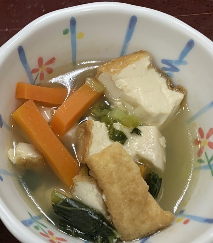【朝食】小松菜と厚揚げの煮物