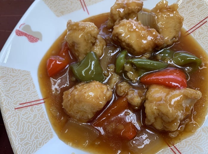 【昼食】鶏むね肉のマーマレード酢鶏