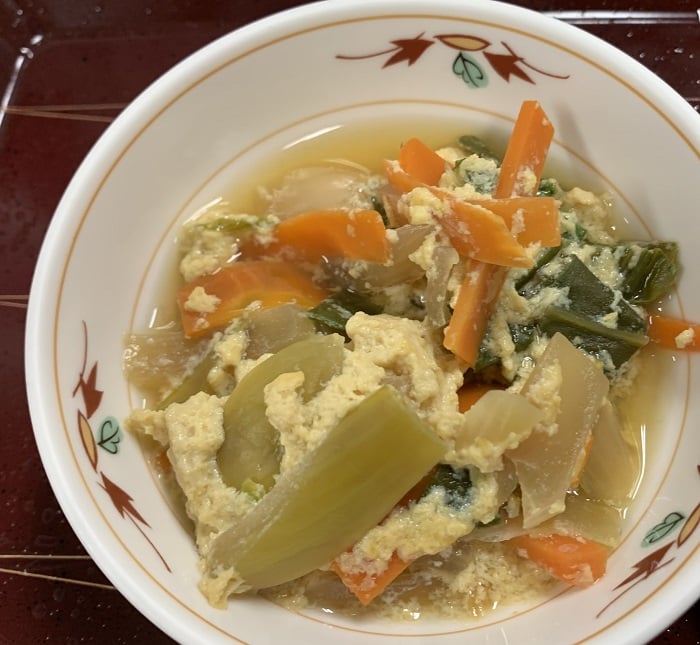 【朝食】野菜の玉子とじ