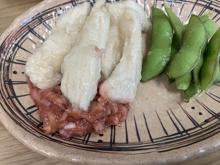 【昼食】蒸し鶏の梅ソース掛け