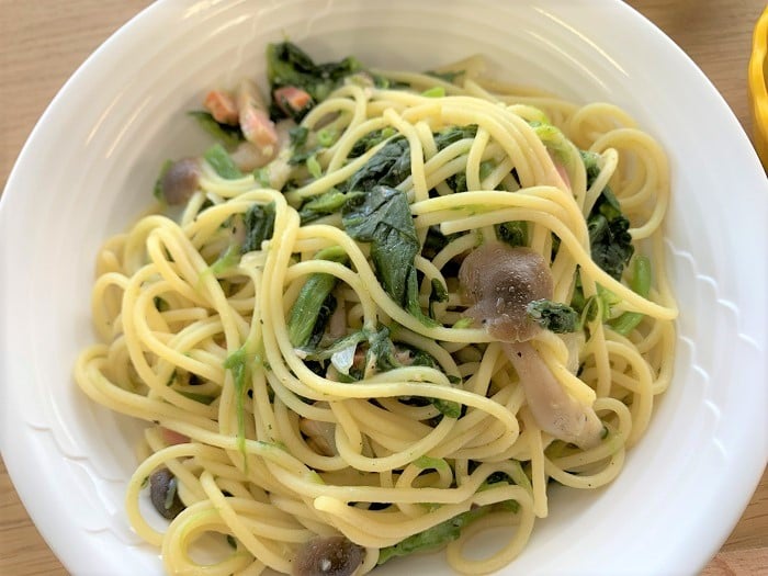 【昼食】菜の花とベーコンのパスタ