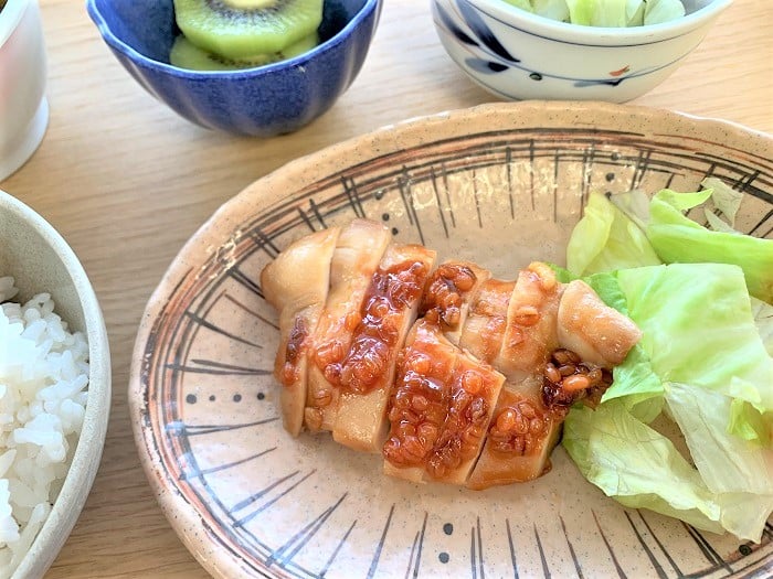 【昼食】若鳥の金山寺味噌焼き