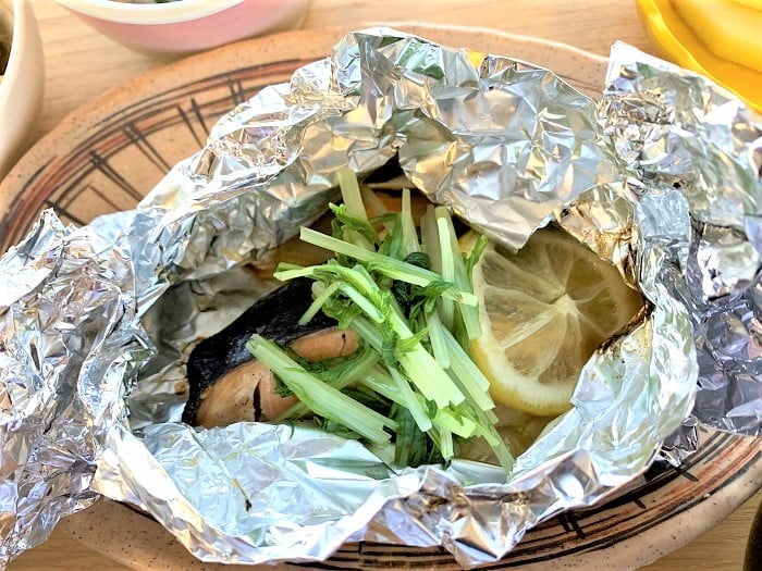 【夕食】サケのホイル焼き