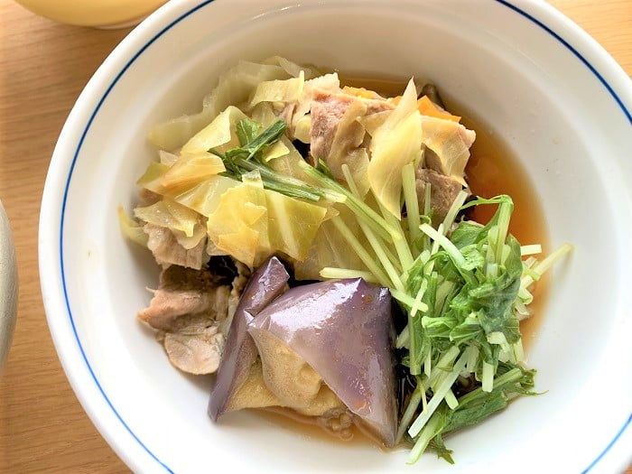 【昼食】豚肉の野菜蒸し