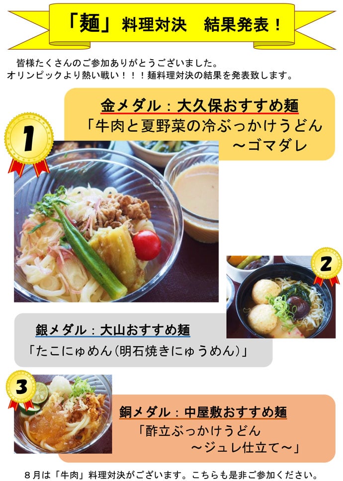 「麺」料理対決の結果発表！