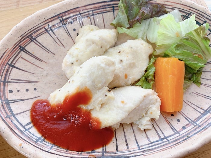 【夕食】鶏ささみのにんにく風味焼き