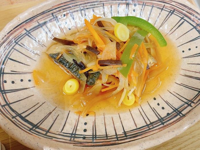 【夕食】アジの焼き南蛮漬け