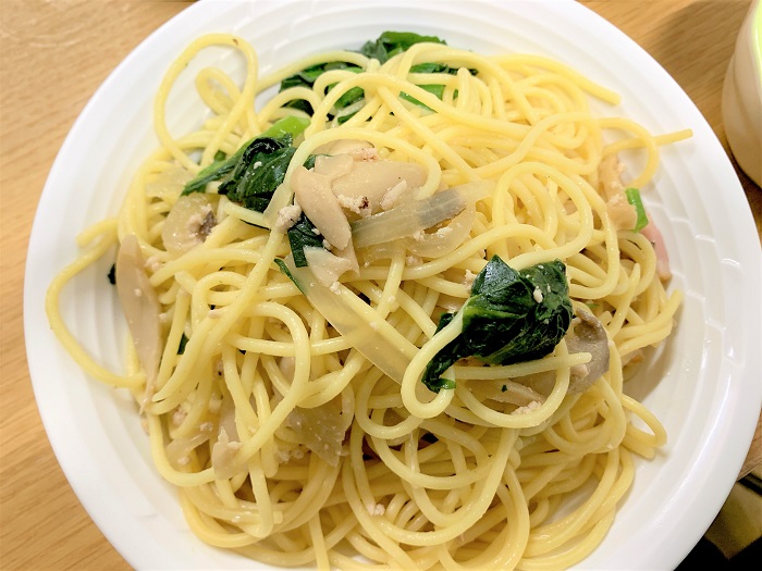 【昼食】菜の花とベーコンのパスタ
