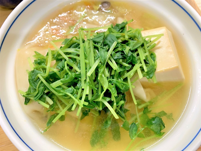【昼食】水餃子と野菜のスープ
