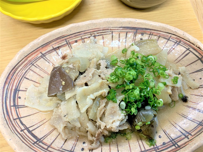 【昼食】豚肉と茄子の味噌炒め
