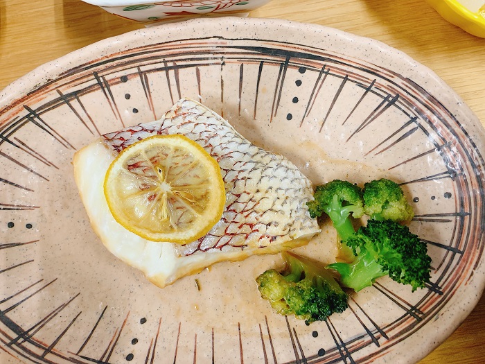 【夕食】白身魚のレモン蒸し