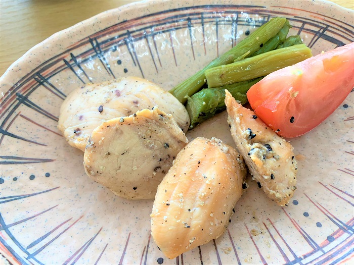 【昼食】鶏ささみのごま焼き