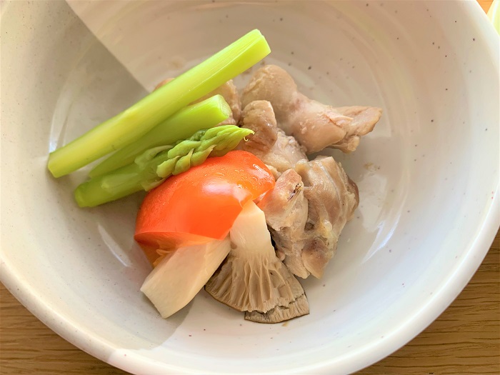 【夕食】鶏肉の酒蒸し