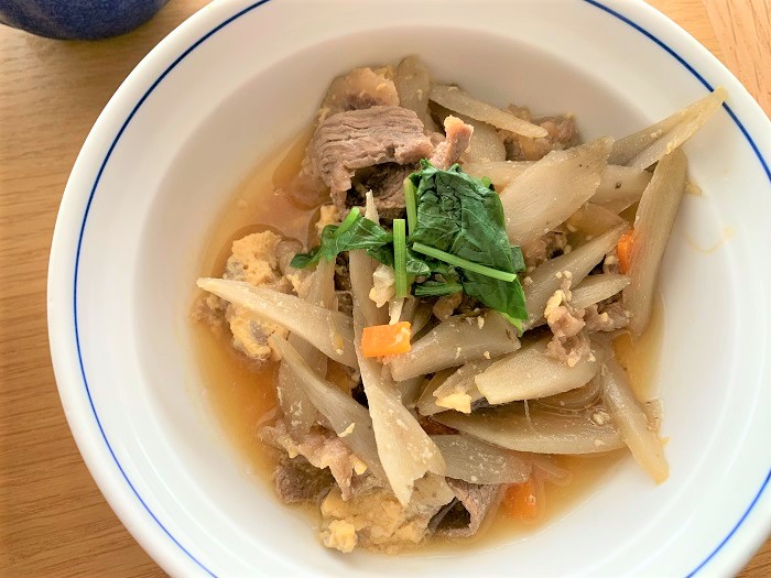 【昼食】牛肉の柳川風