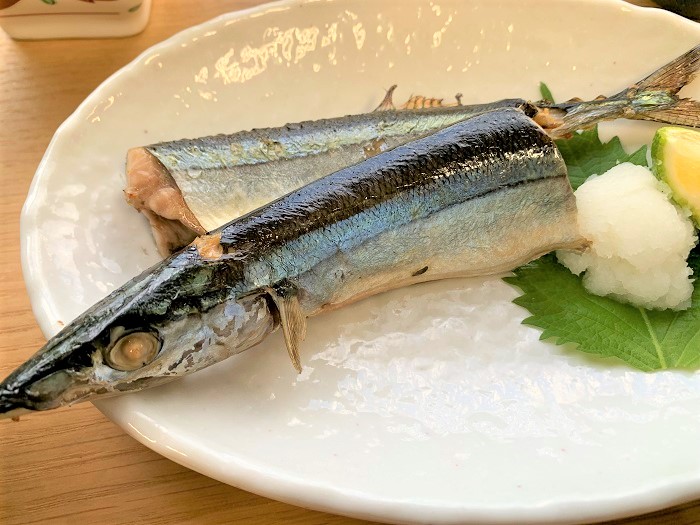 【夕食】サンマの塩焼き