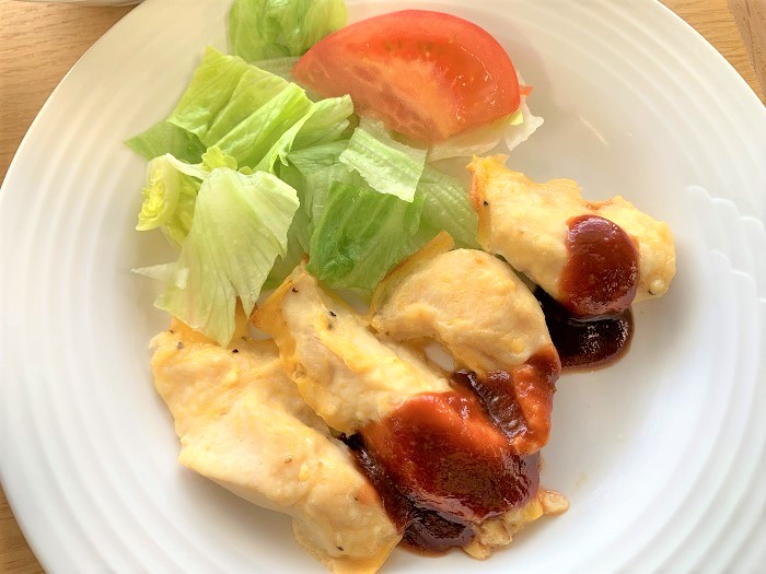 【昼食】鶏ささみのピカタ