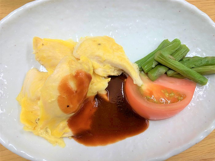 【昼食】鶏ささみのピカタ	