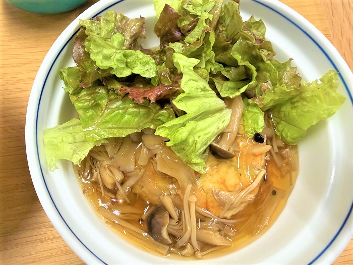【昼食】豆腐ハンバーグきのこあんかけ