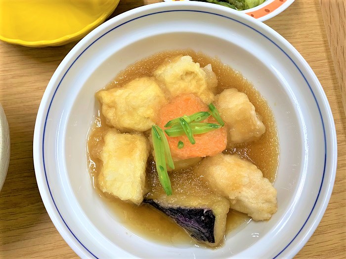 【昼食】豆腐と鶏ささみの揚げ出し