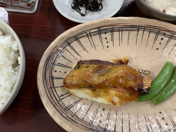 【昼食】タイの木の芽味噌焼き