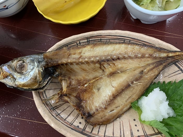 【昼食】アジの開き干し（干物）