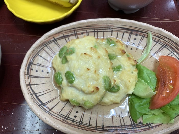 【昼食】枝豆と豆腐のお焼き