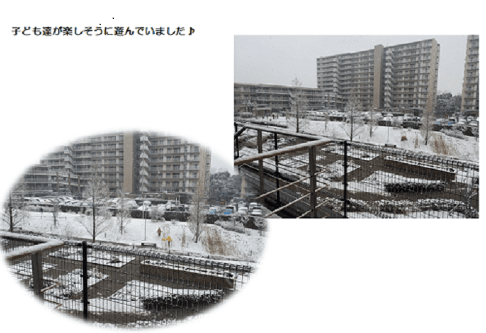 園庭を覗くと・・
すっかり雪景色♪