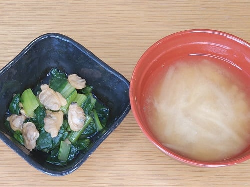 ◆小松菜とアサリの煮浸し
◆味噌汁（大根・椎茸）