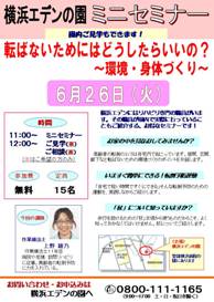 ６月２６日（火）　ミニセミナー
「転ばないためにはどうしたらいいの？～環境・身体づくり～」を行いました