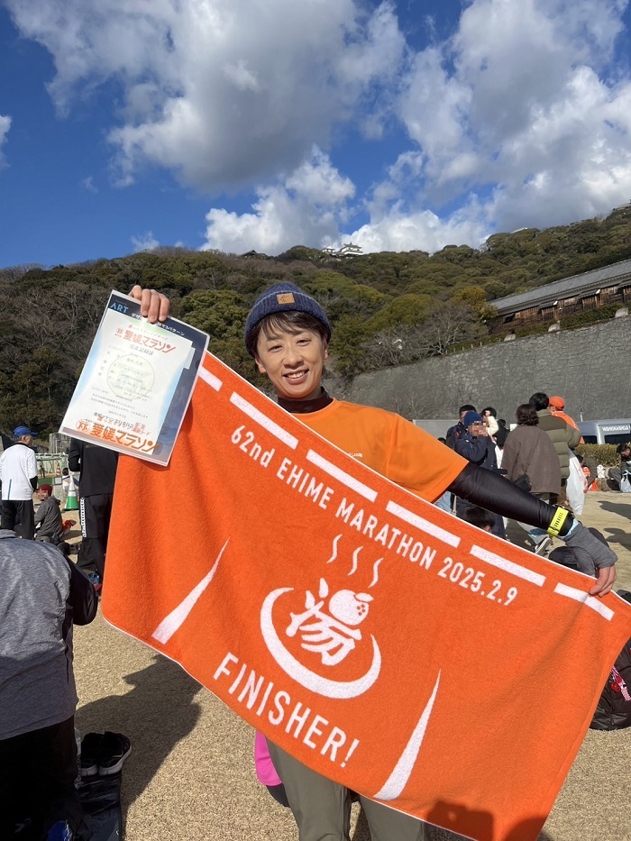 ご入居者や職員の応援を受け3人共完走できました