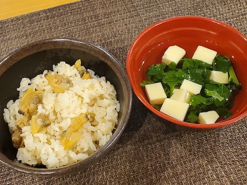 ■玉子豆腐の清まし汁
■あさりの炊き込みご飯