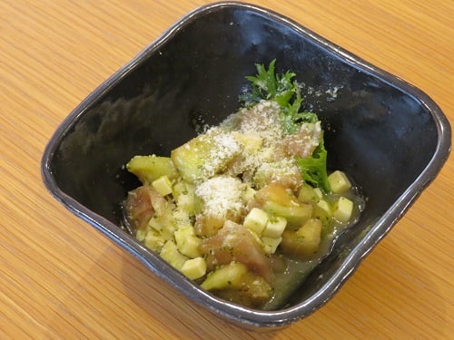 ■水茄子と生ハムのチーズ和え