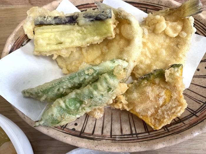 【昼食】キスと夏野菜の天ぷら