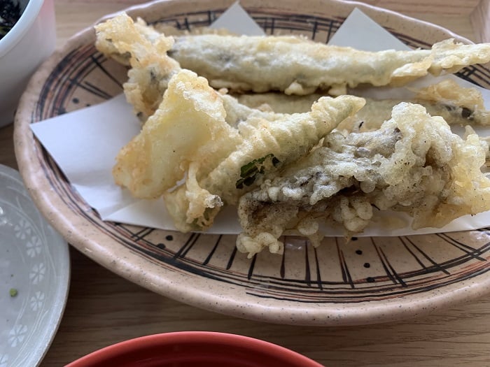 【昼食】ししゃもと野菜とチーズの天ぷら
