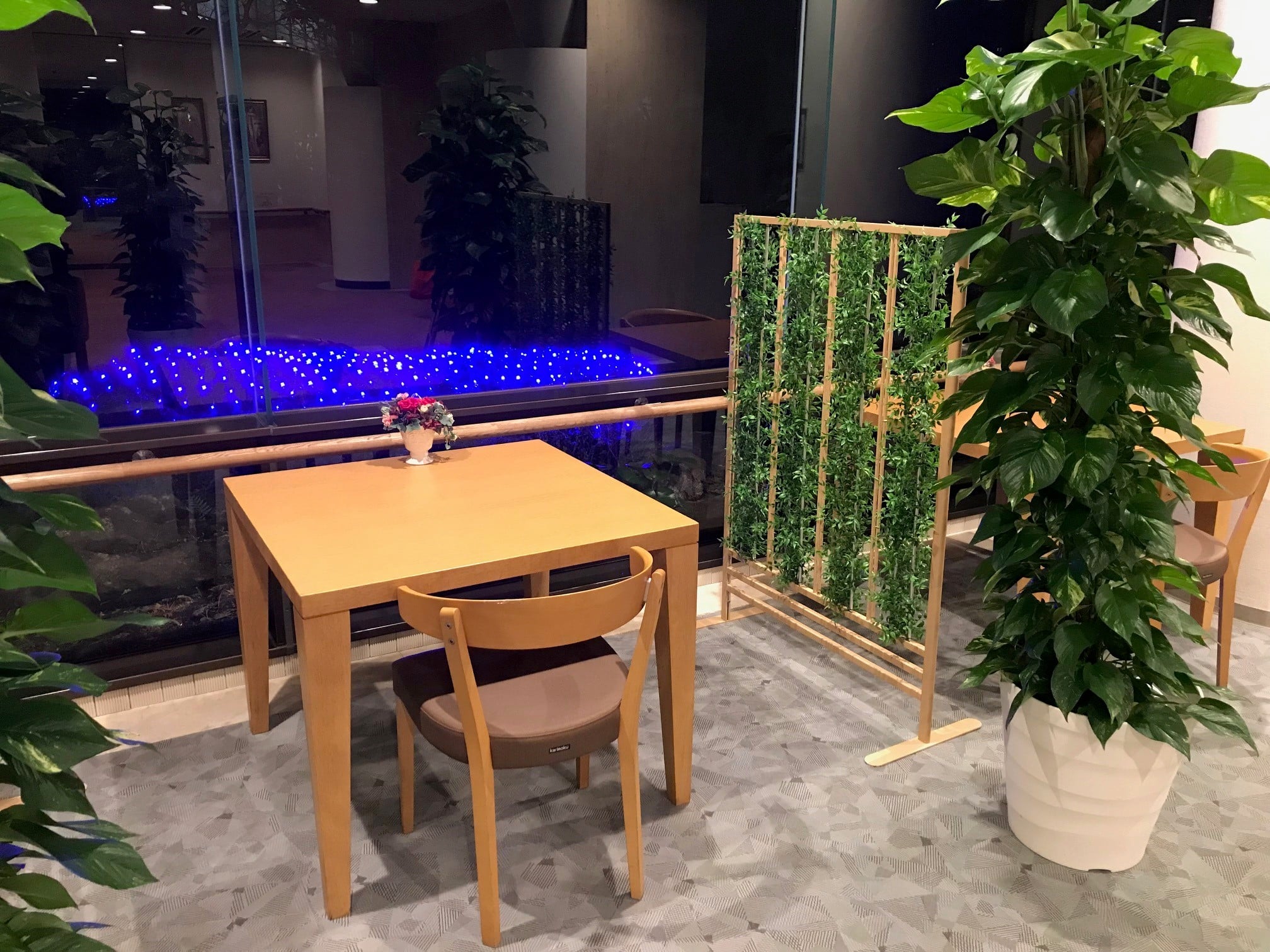 喫茶こもれびから見える枯山水（夜間）