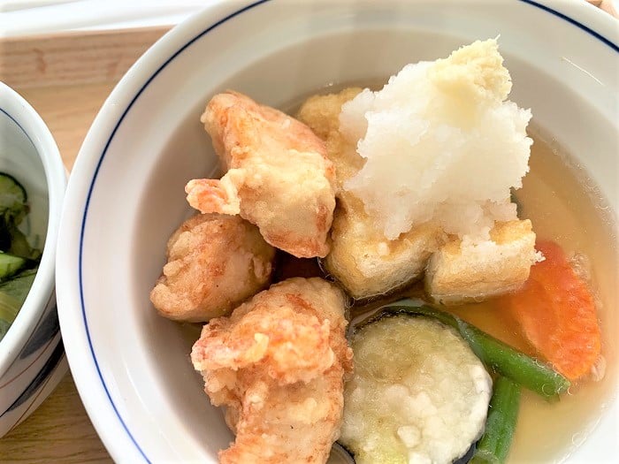 【昼食】豆腐と鶏ささみの揚げ出し