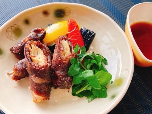 肉料理：牛肉と野菜の焼き物