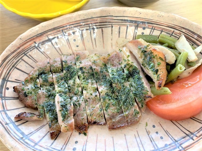 【昼食】豚肉の海苔塩焼き