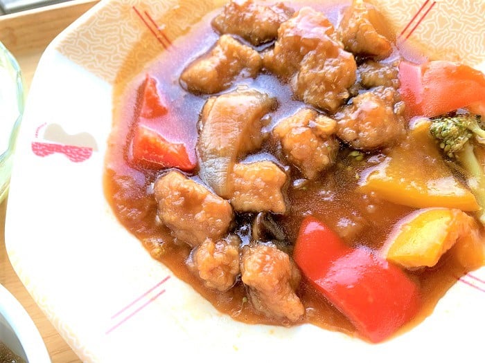 【夕食】豚ヒレ肉の黒酢酢豚