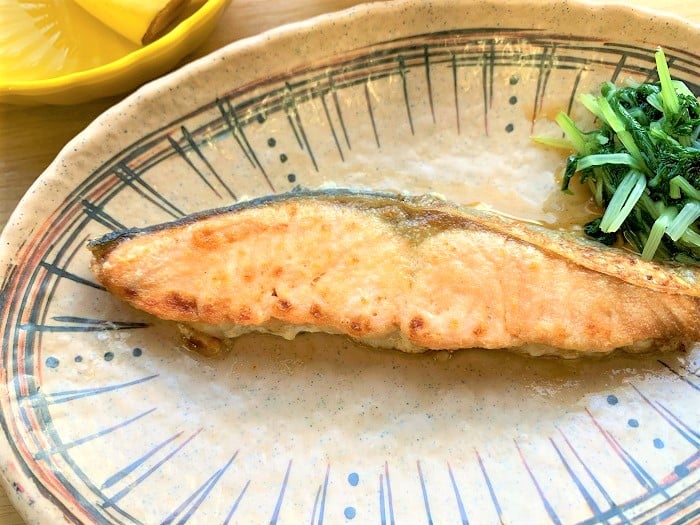 【昼食】サケのバターポン酢焼き