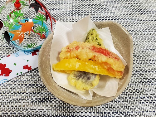 彩り野菜の天ぷら
～茄子・ゴーヤ・二色パプリカ～