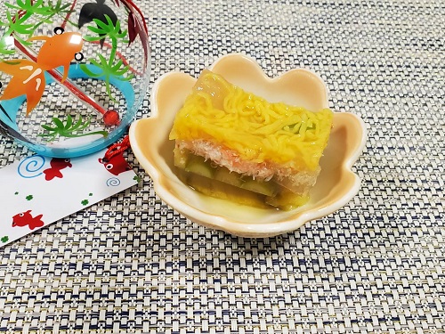 夏野菜とズワイ蟹のゼリー寄せ