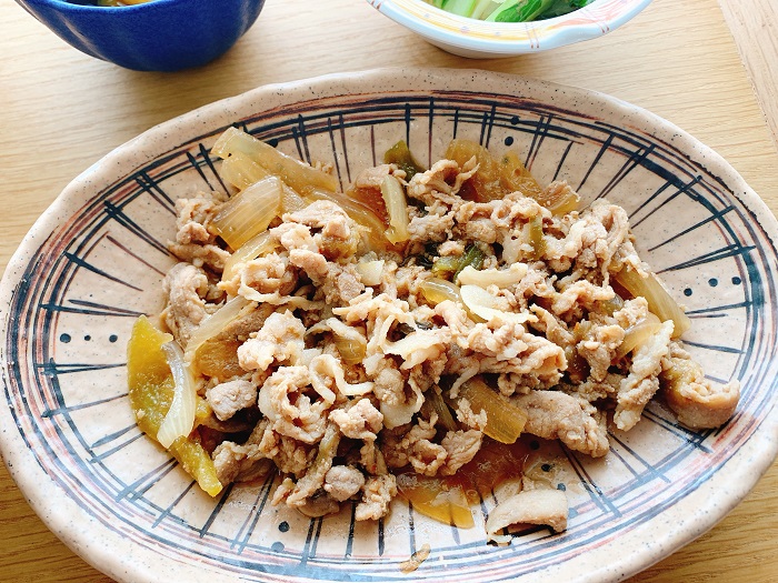 【昼食】野菜と豚肉の炒め物