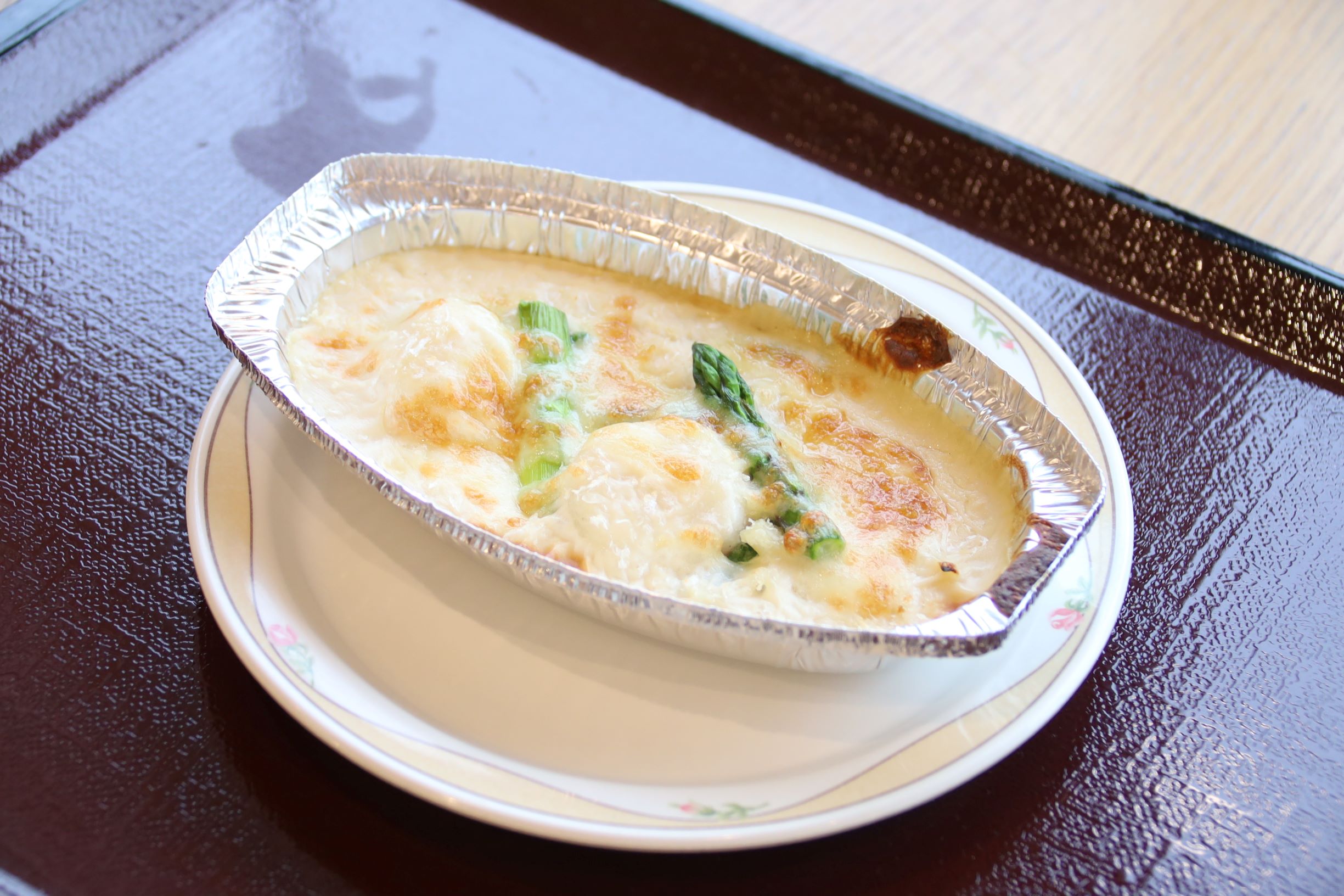 4月9日（木）夕食A食
帆立とアスパラの春グラタン
