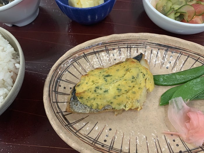 【昼食】サワラの菜種焼き