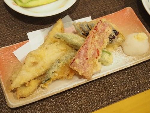A食：穴子と夏野菜の天ぷら