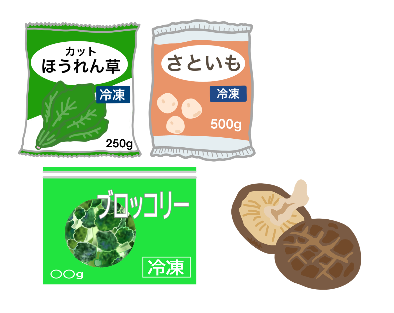 冷凍野菜と干し椎茸