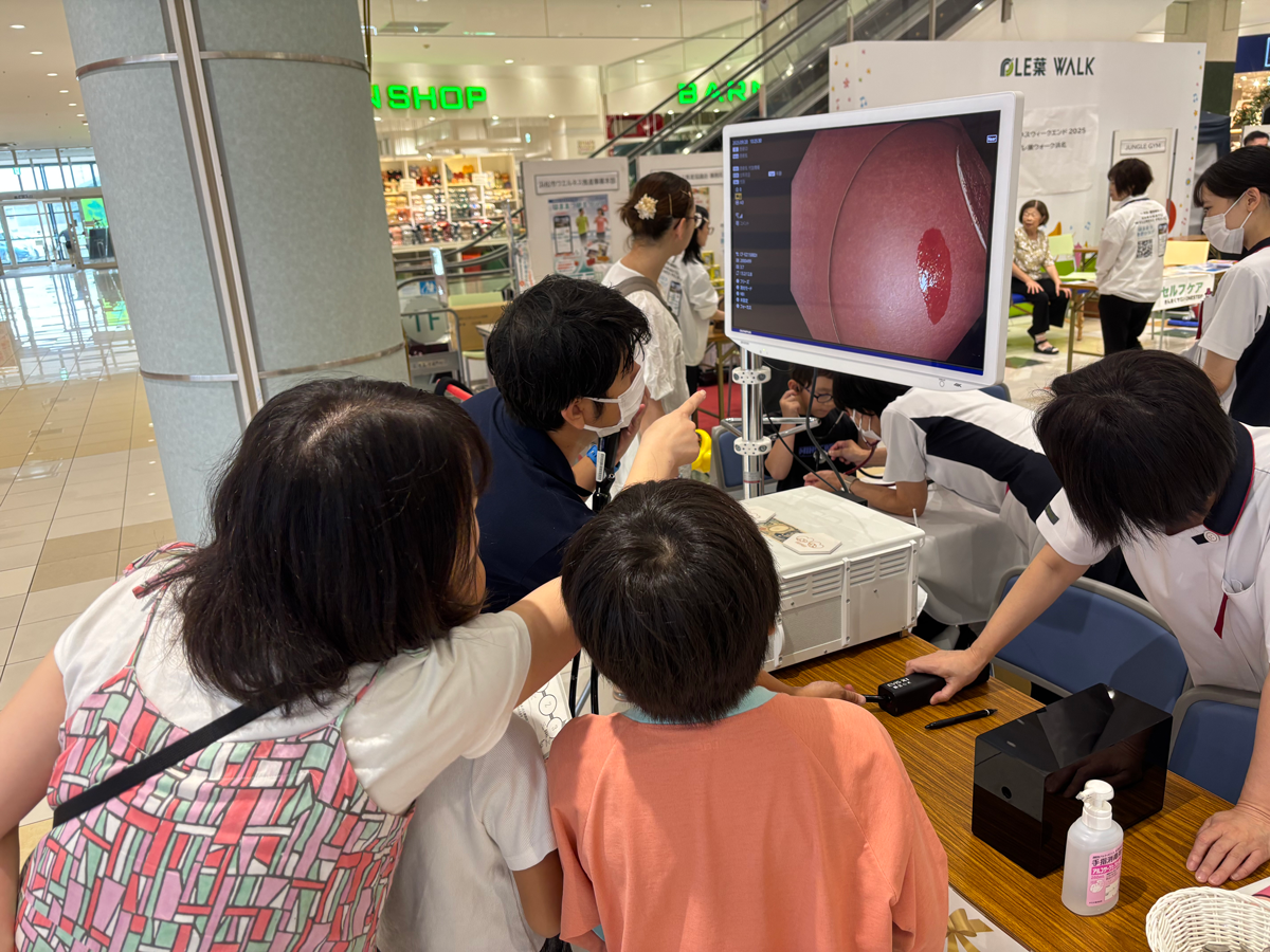 内視鏡機器を操作し映像を確認
