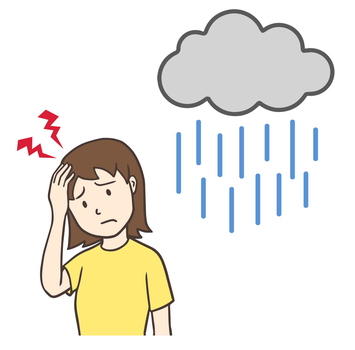 気圧の変化による不調を訴える女性